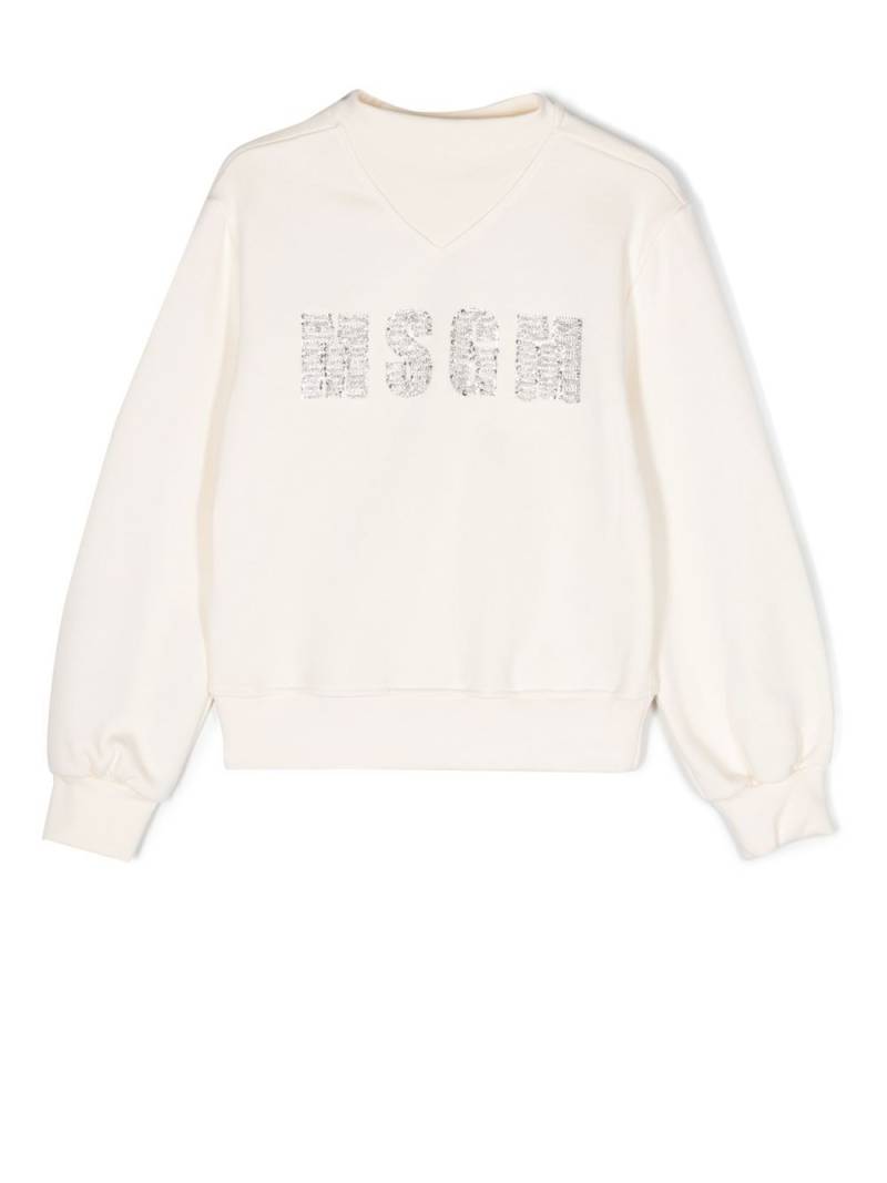 MSGM Kids logo-embellished sweatshirt - Neutrals von MSGM Kids