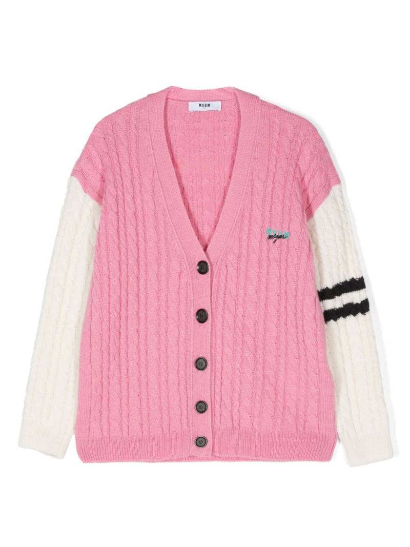 MSGM Kids logo-embroidered cardigan - Pink von MSGM Kids