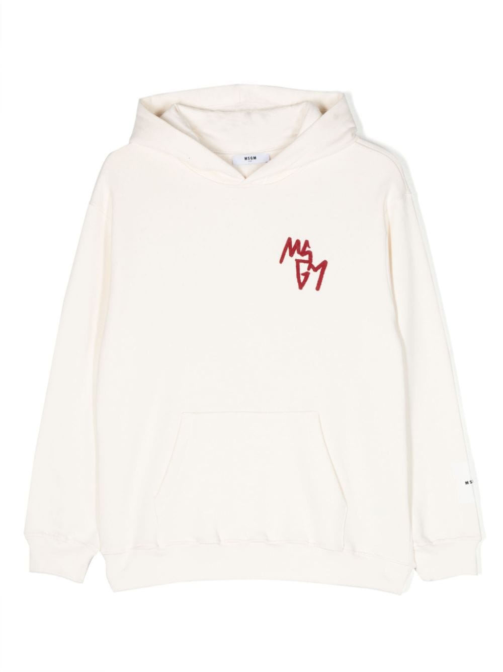 MSGM Kids logo-embroidered cotton hoodie - Neutrals von MSGM Kids