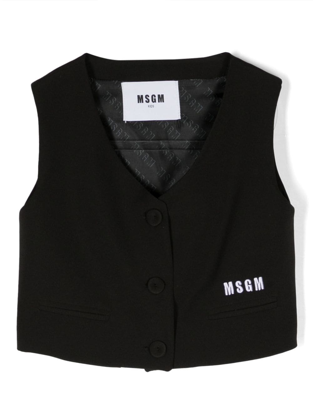 MSGM Kids logo-embroidered cropped waistcoat - Black von MSGM Kids