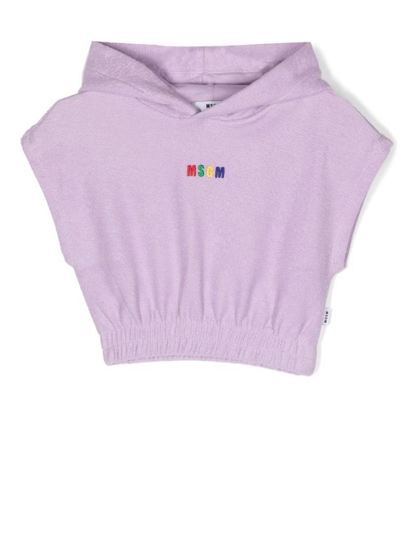 MSGM Kids logo-embroidered hooded top - Purple von MSGM Kids