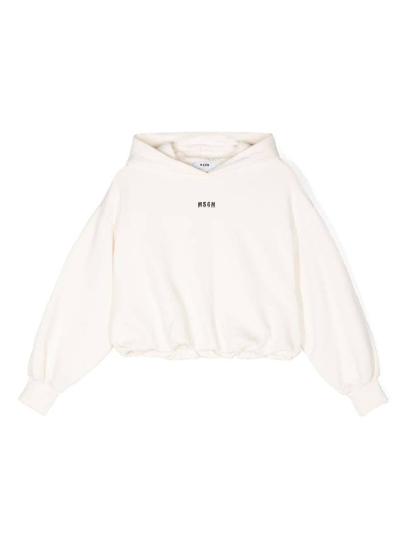 MSGM Kids logo-embroidered hoodie - Neutrals von MSGM Kids