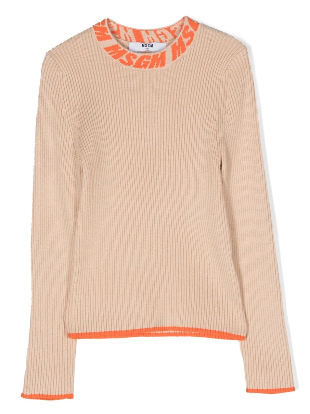 MSGM Kids logo-embroidered knitted jumper - Neutrals von MSGM Kids