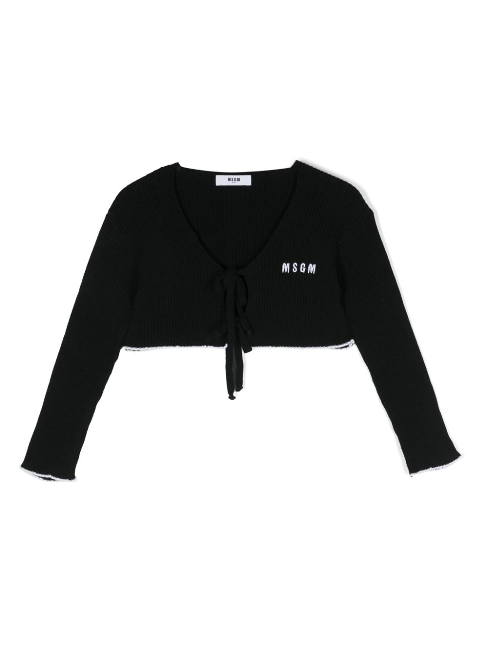 MSGM Kids logo-embroidered ribbed-knit cardigan - Black von MSGM Kids