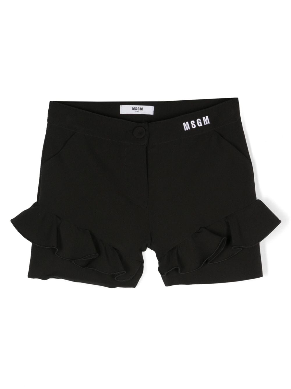 MSGM Kids logo-embroidered ruffled shorts - Black von MSGM Kids