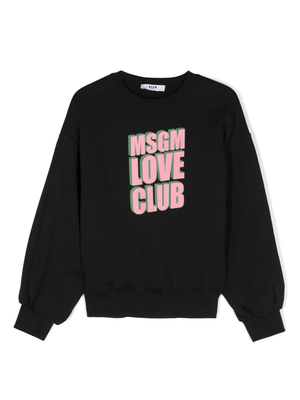 MSGM Kids logo-flocked cotton sweatshirt - Black von MSGM Kids