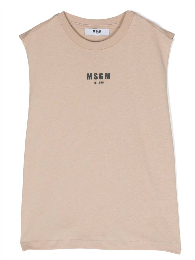 MSGM Kids logo-flocked raw-cut tank top - Neutrals von MSGM Kids