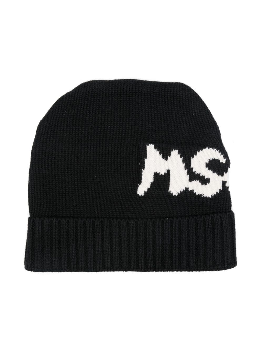 MSGM Kids logo-intarsia beanie - Black von MSGM Kids