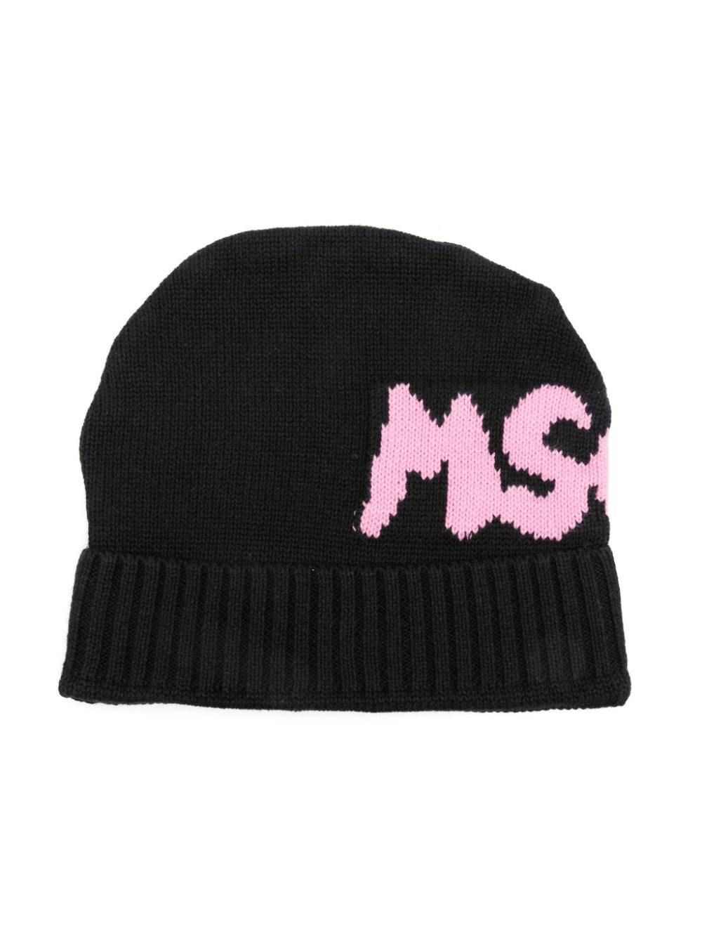 MSGM Kids logo-jacquard beanie hat - Black von MSGM Kids