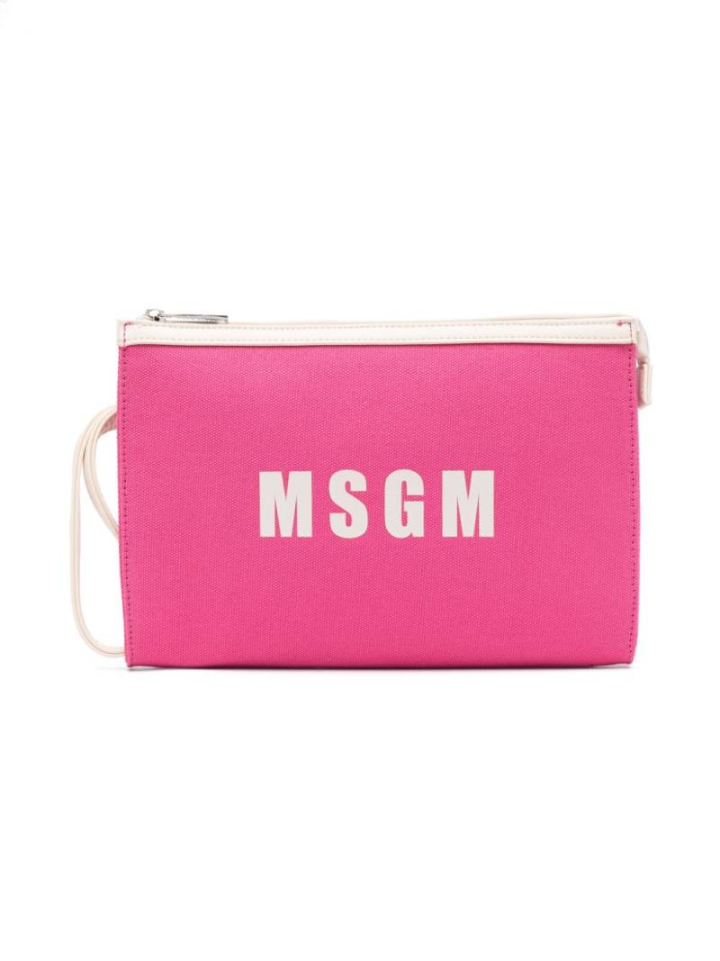 MSGM Kids logo-print canvas clutch - Pink von MSGM Kids