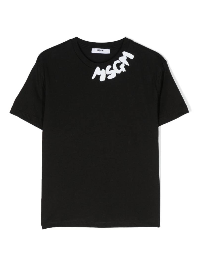 MSGM Kids logo-print cotton T-Shirt - Black von MSGM Kids