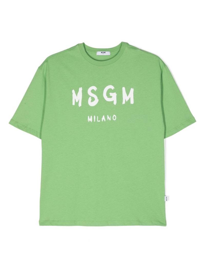 MSGM Kids logo-print cotton T-shirt - Green von MSGM Kids