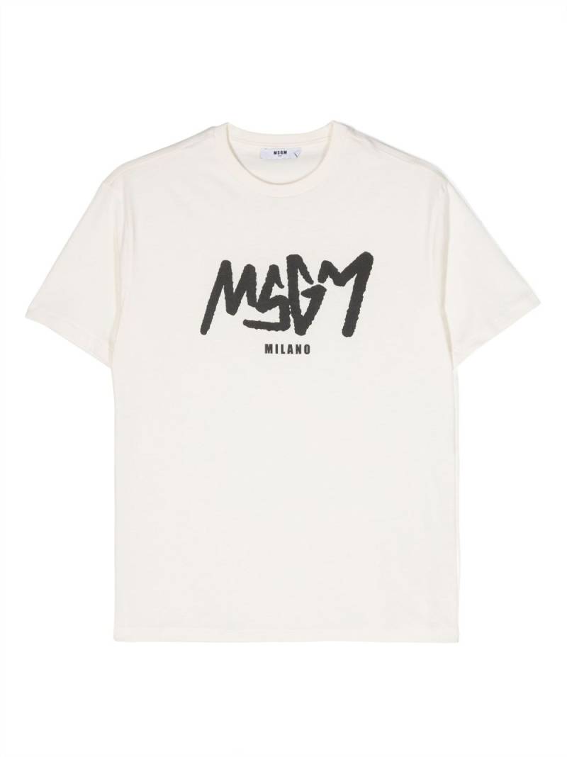 MSGM Kids logo-print cotton T-shirt - Neutrals von MSGM Kids