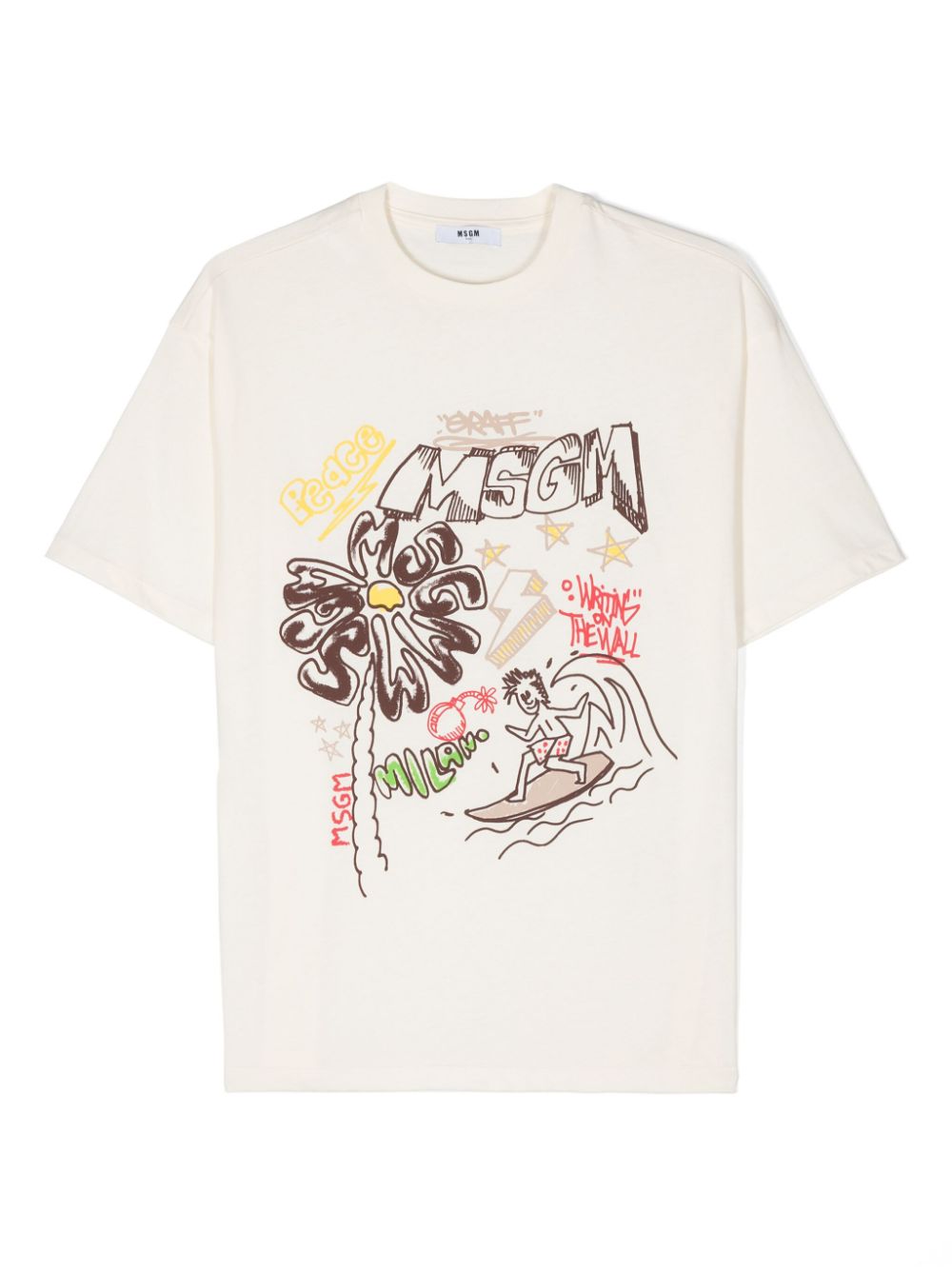 MSGM Kids logo-print cotton T-shirt - Neutrals von MSGM Kids