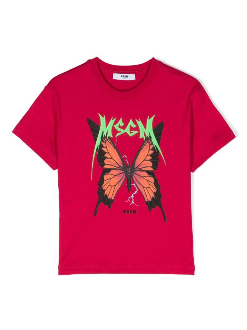 MSGM Kids logo-print cotton T-shirt - Pink von MSGM Kids