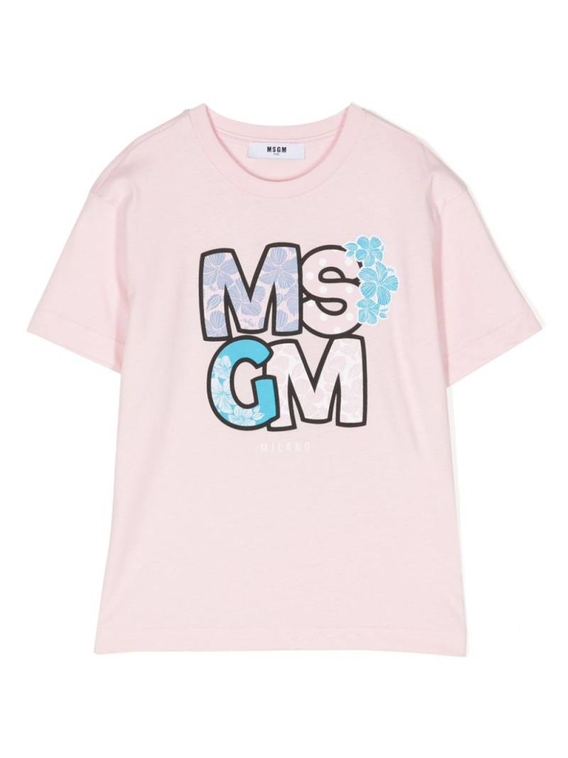 MSGM Kids logo-print cotton T-shirt - Pink von MSGM Kids