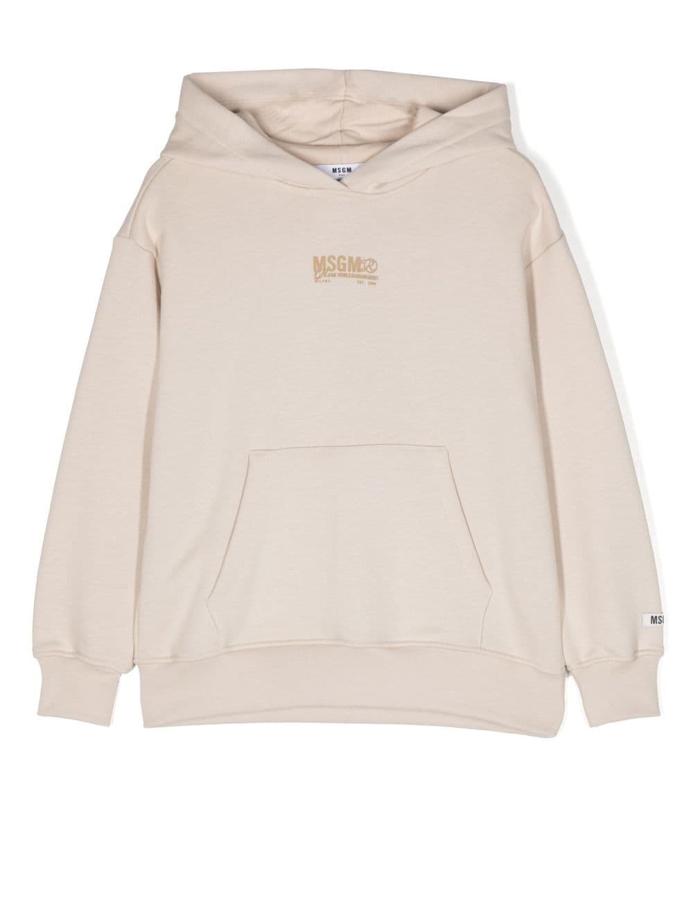 MSGM Kids logo-print cotton hoodie - Neutrals von MSGM Kids