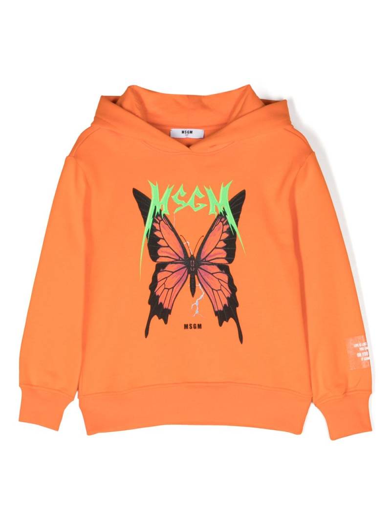 MSGM Kids logo-print cotton hoodie - Orange von MSGM Kids