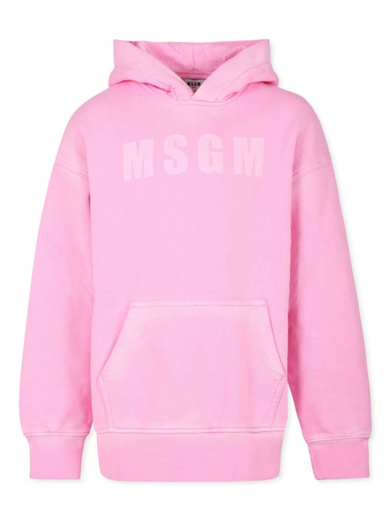 MSGM Kids logo-print cotton hoodie - Pink von MSGM Kids