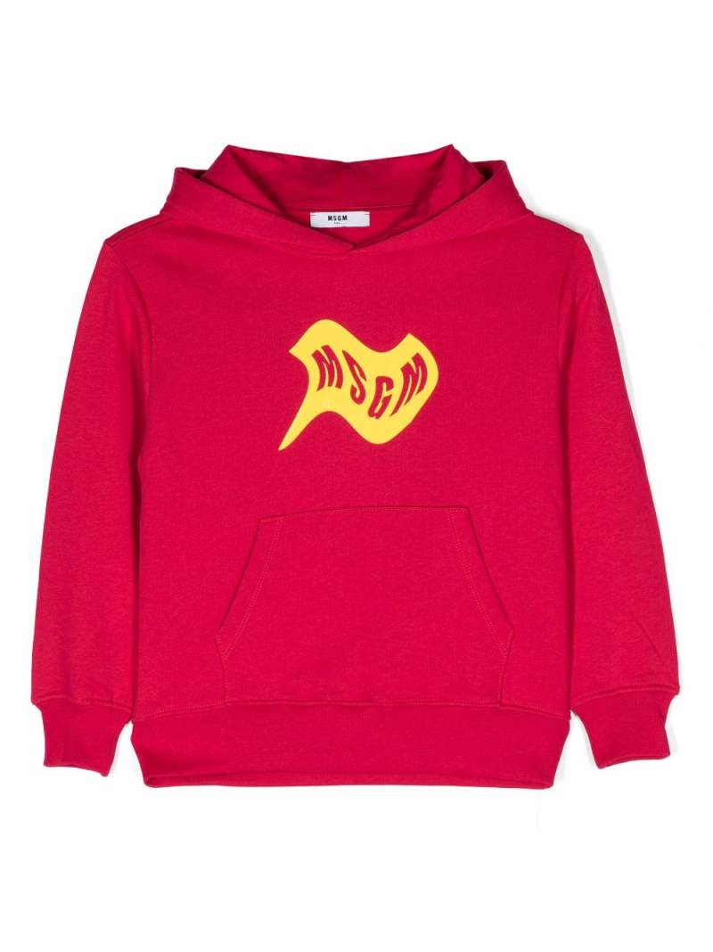 MSGM Kids logo-print cotton hoodie - Pink von MSGM Kids