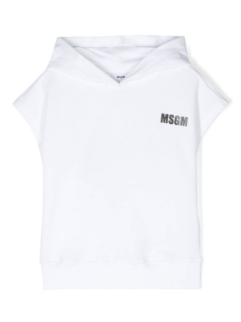 MSGM Kids logo-print cotton hoodie - White von MSGM Kids