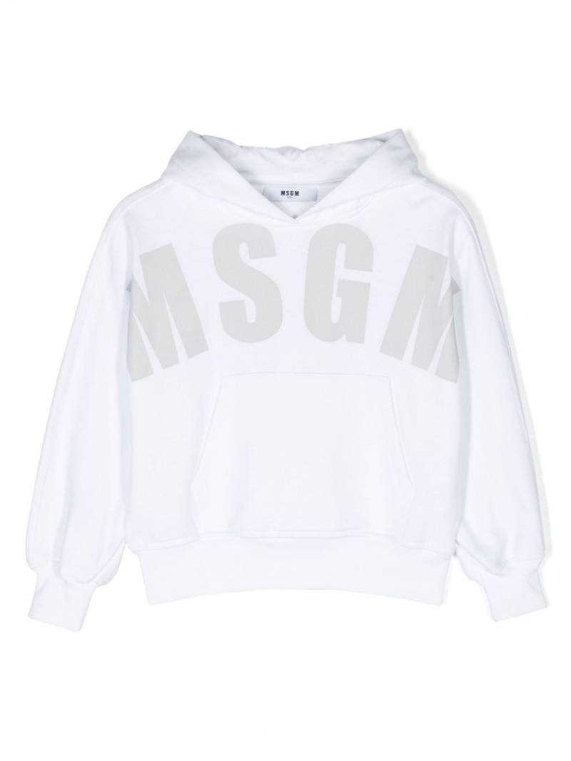 MSGM Kids logo-print cotton hoodie - White von MSGM Kids