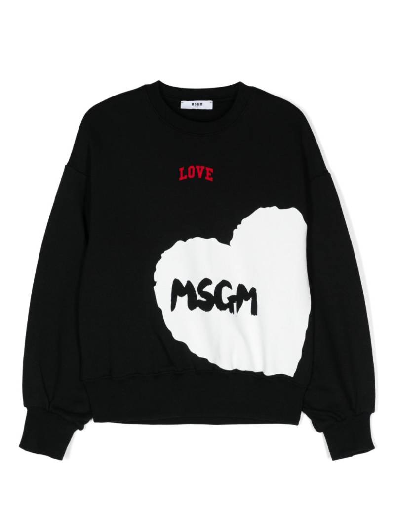 MSGM Kids logo-print cotton sweatshirt - Black von MSGM Kids