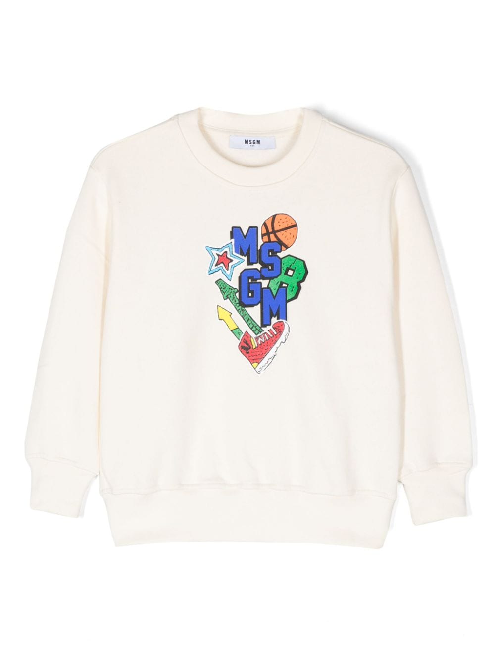 MSGM Kids logo-print cotton sweatshirt - Neutrals von MSGM Kids