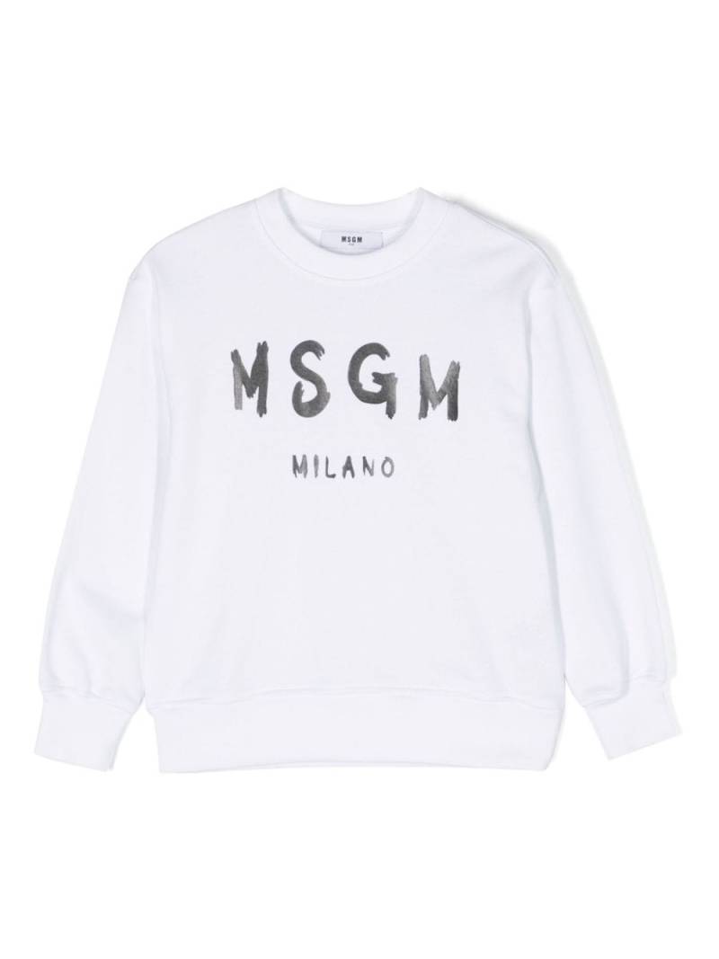 MSGM Kids logo print cotton sweatshirt - White von MSGM Kids