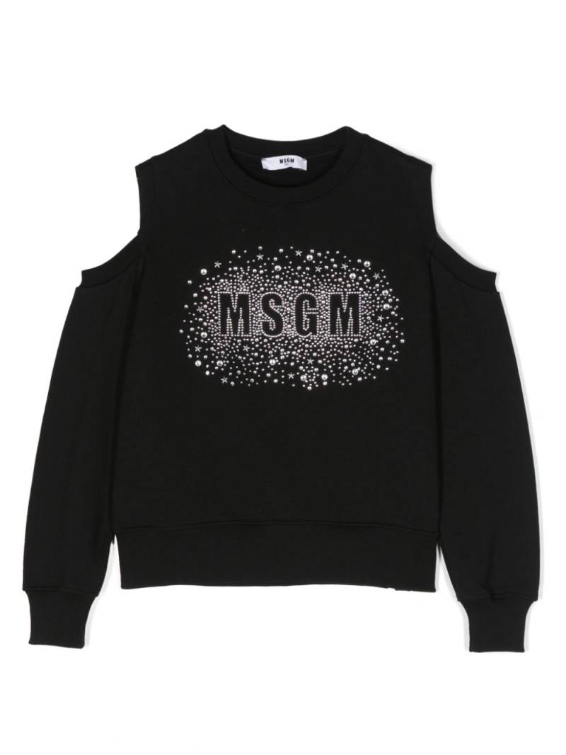 MSGM Kids logo print-embellished cold-shoulder sweatshirt - Black von MSGM Kids