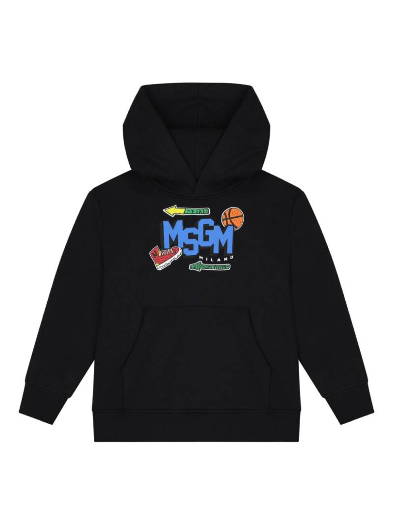 MSGM Kids logo-print hoodie - Black von MSGM Kids