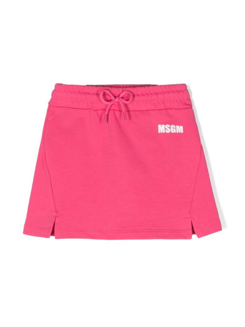 MSGM Kids logo-print jersey skirt - Pink von MSGM Kids