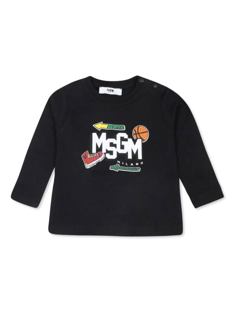 MSGM Kids logo print long-sleeved T-shirt - Black von MSGM Kids