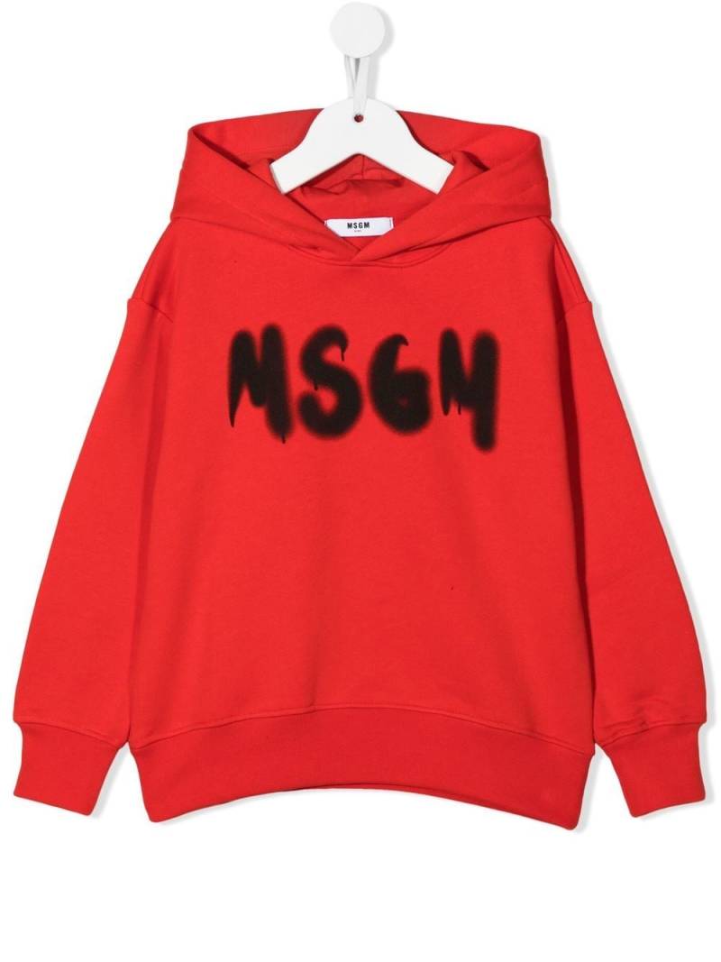 MSGM Kids logo-print pullover hoodie - Red von MSGM Kids