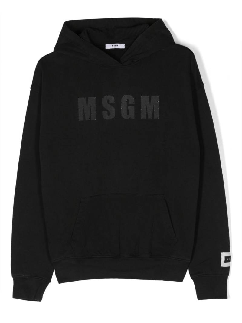 MSGM Kids logo-print rhinestone-embellished hoodie - Black von MSGM Kids