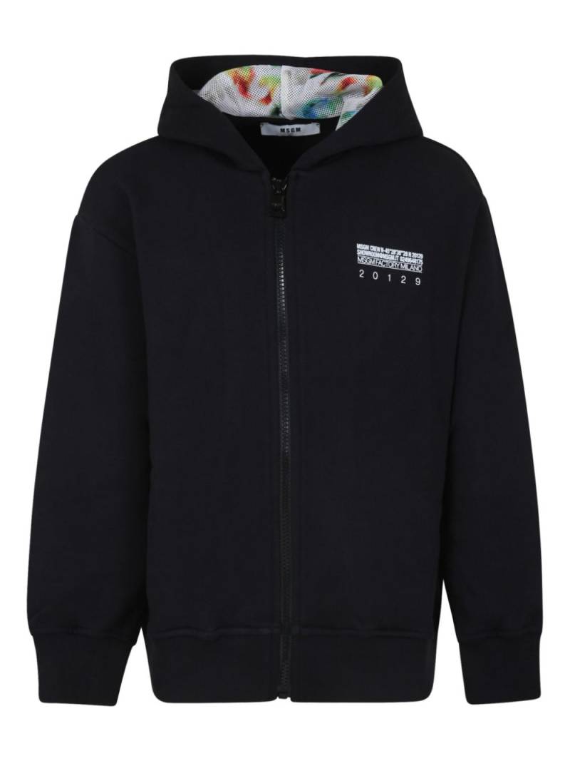 MSGM Kids logo-print zip-up hoodie - Black von MSGM Kids