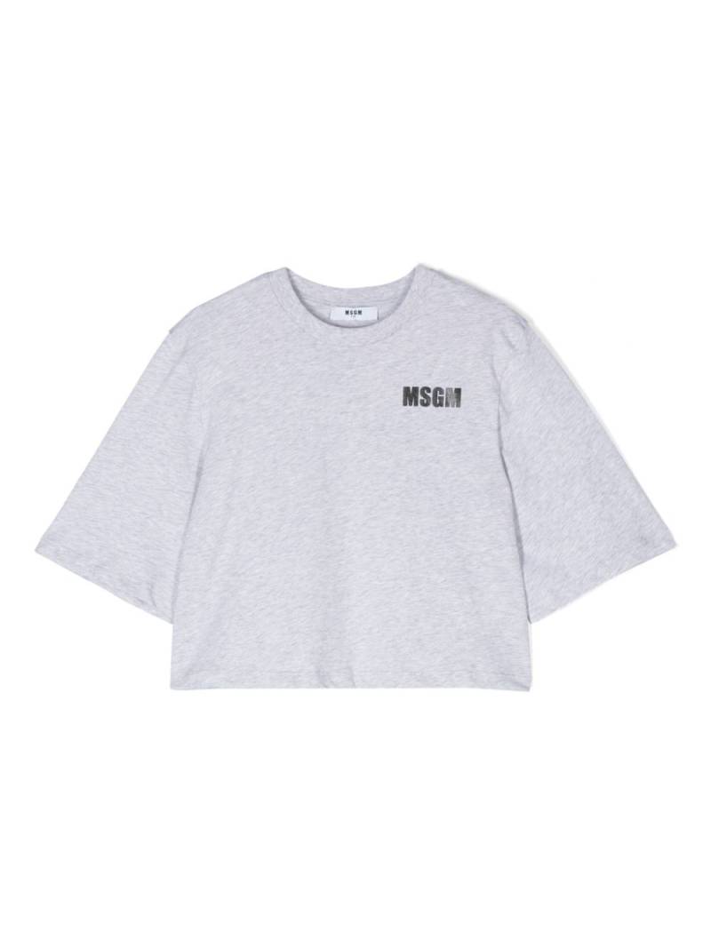 MSGM Kids logo-stamp cotton T-shirt - Grey von MSGM Kids