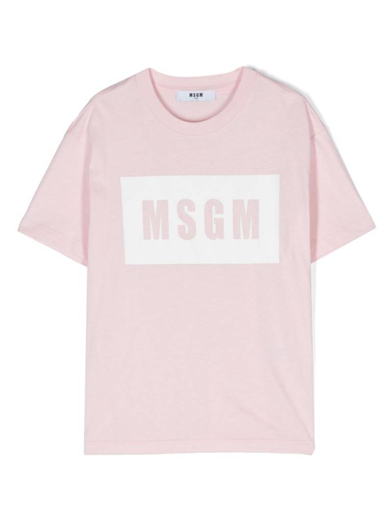 MSGM Kids logo-stamp cotton T-shirt - Pink von MSGM Kids