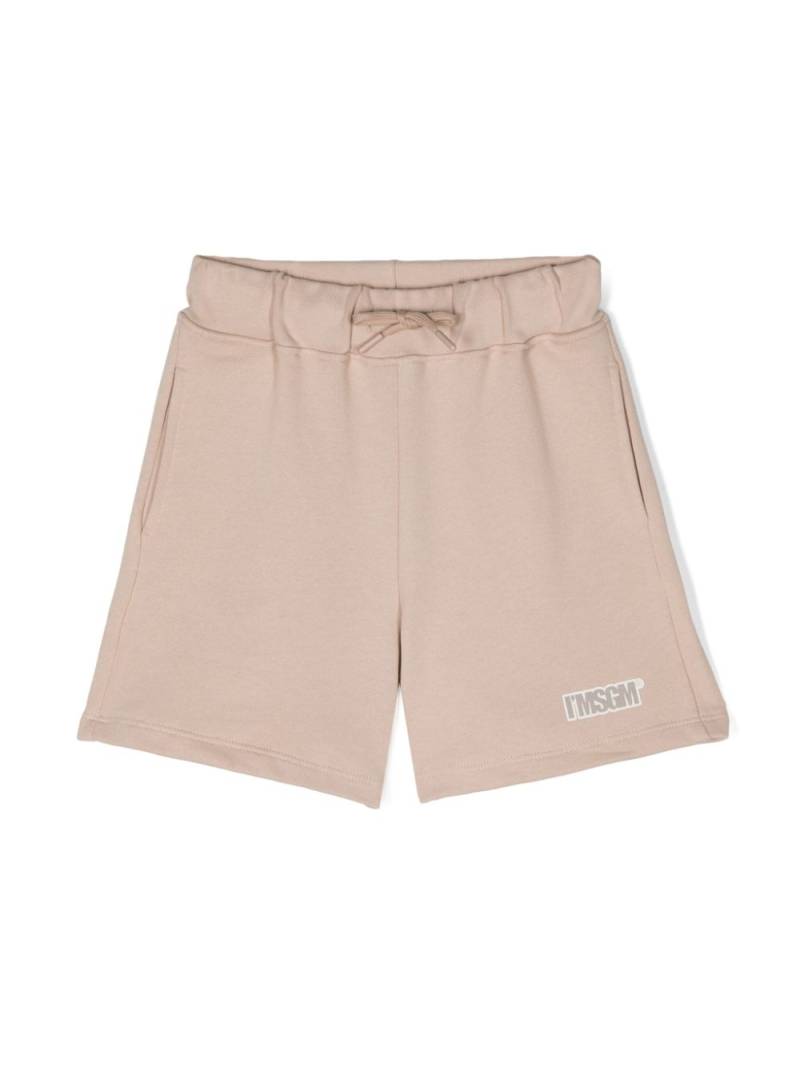 MSGM Kids logo-stamp cotton shorts - Neutrals von MSGM Kids