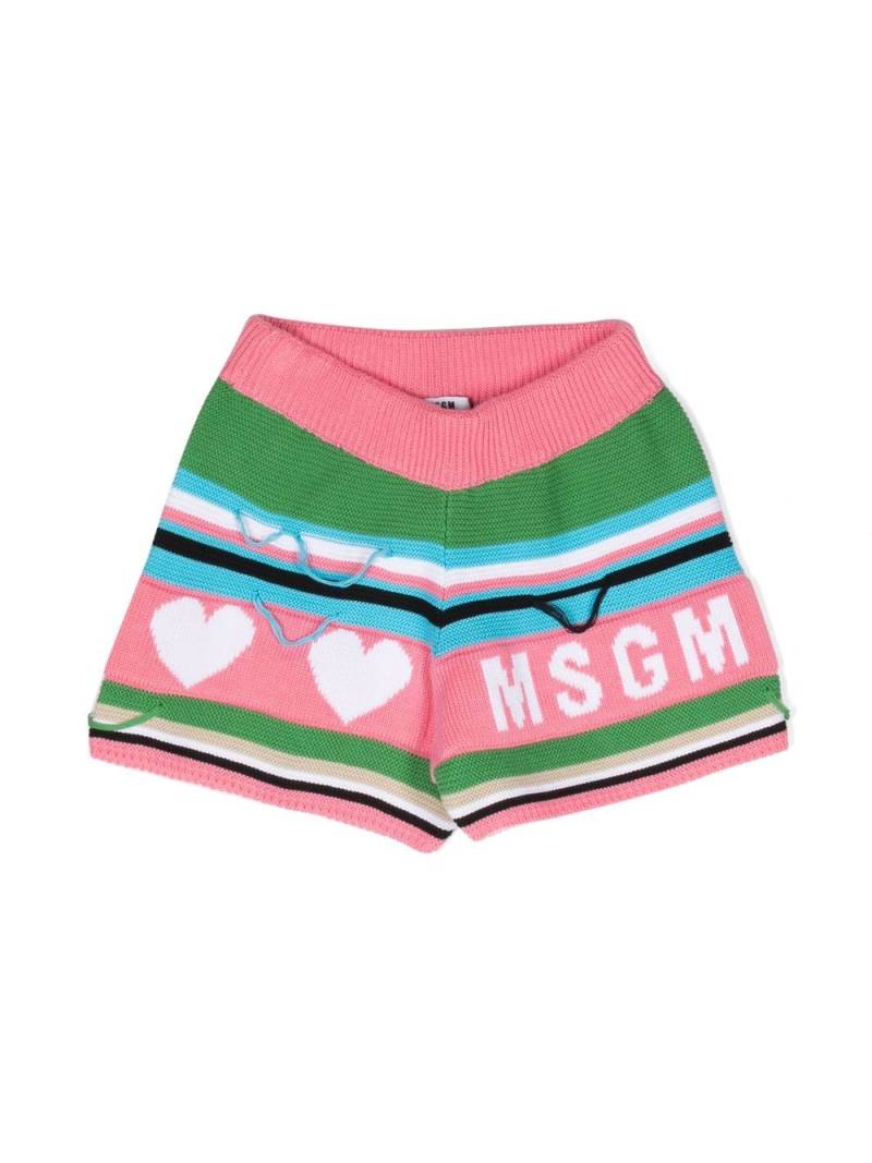 MSGM Kids logo tricot knit shorts - Pink von MSGM Kids