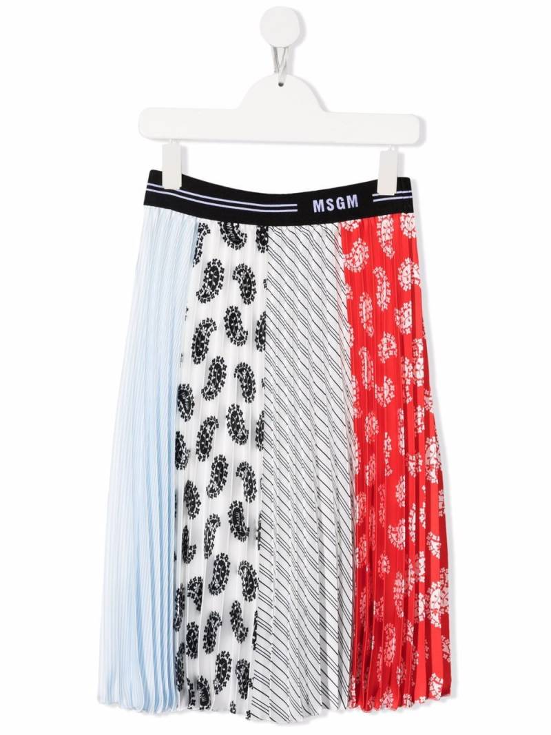 MSGM Kids patchwork pleated midi skirt - White von MSGM Kids