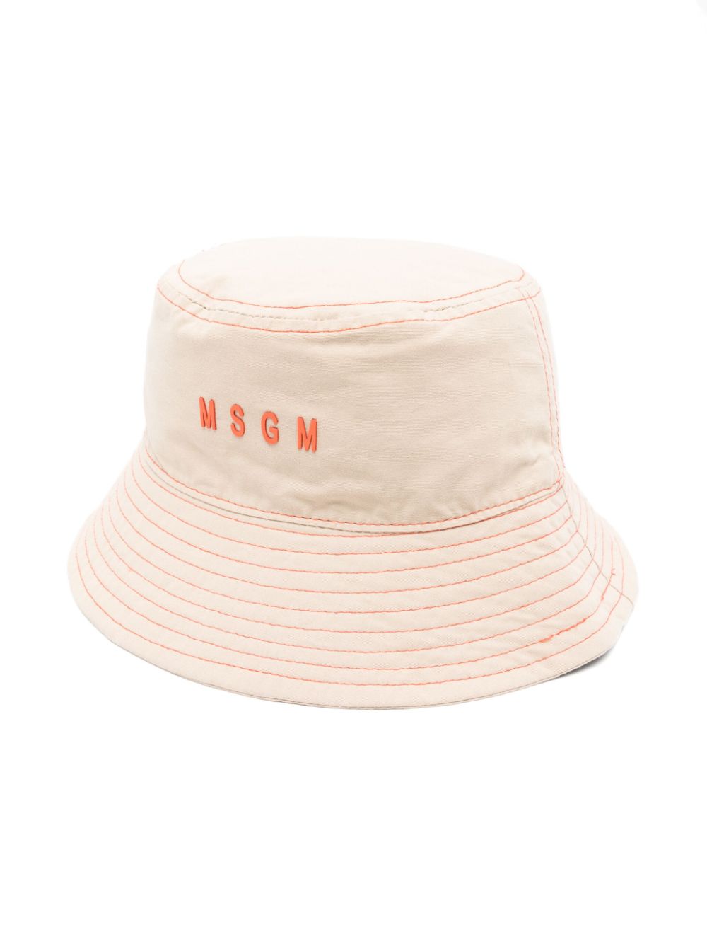 MSGM Kids raised logo-detail bucket hat - Neutrals von MSGM Kids