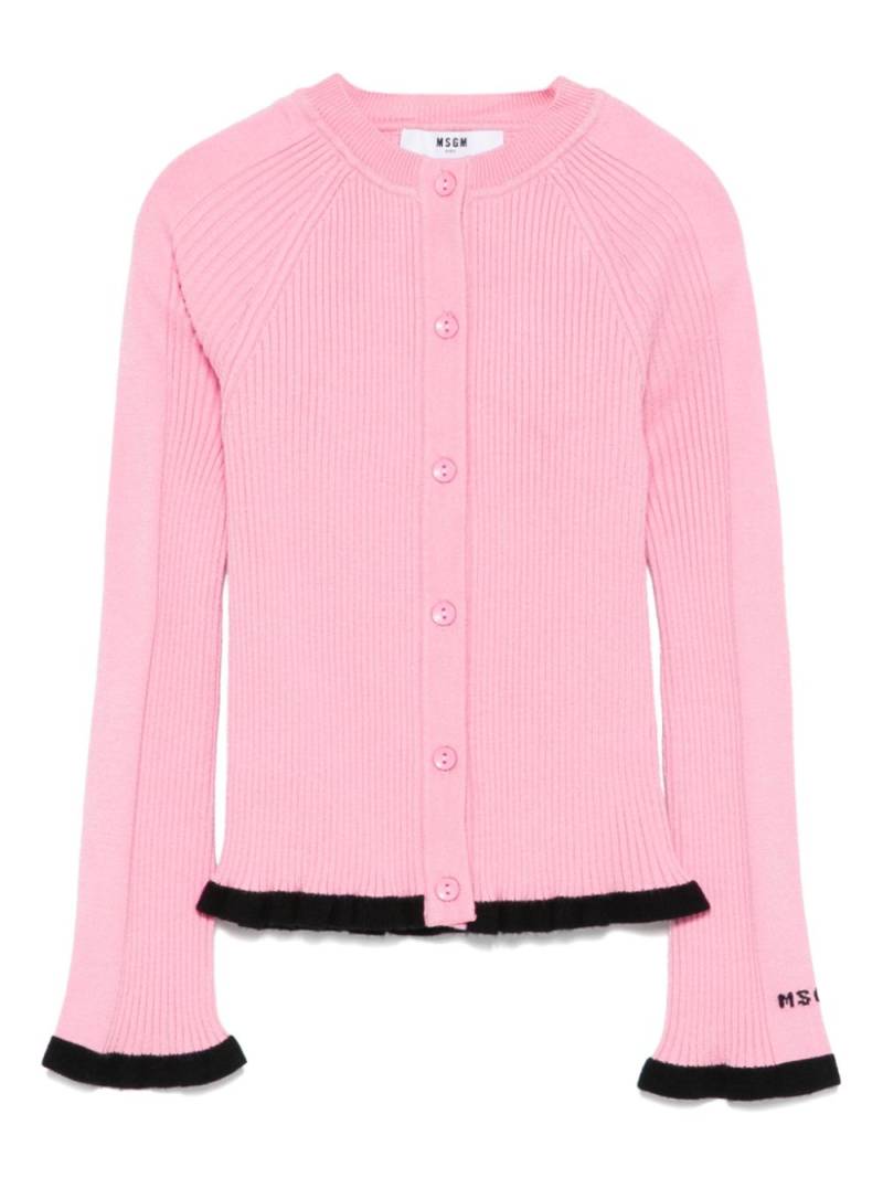 MSGM Kids ribbed-knit cardigan - Pink von MSGM Kids