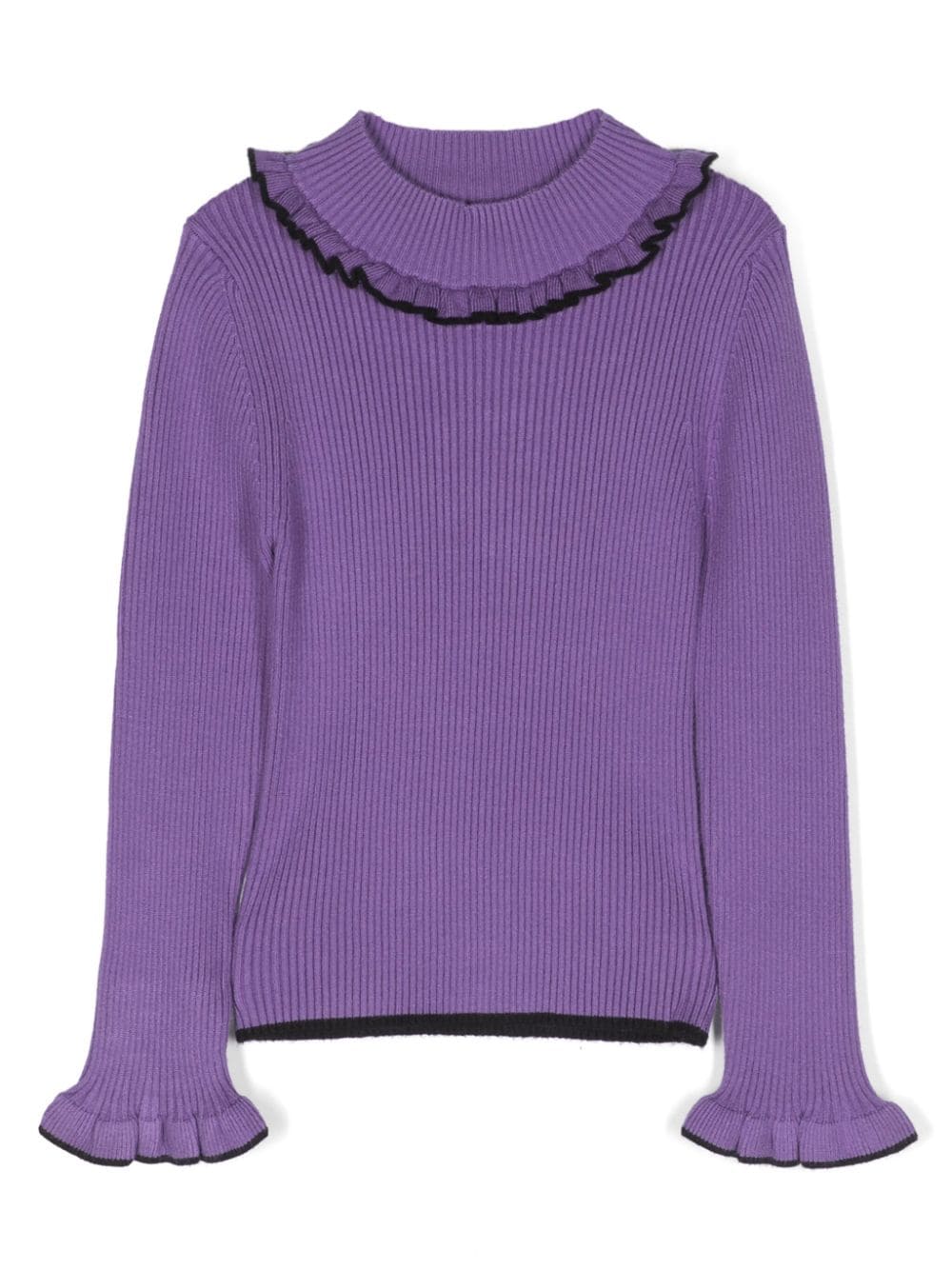 MSGM Kids ribbed-knit ruffled-trim jumper - Purple von MSGM Kids