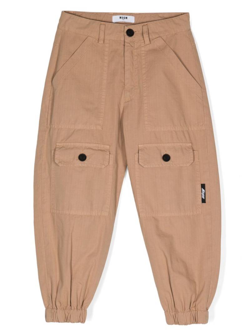 MSGM Kids ripstop tapered trousers - Neutrals von MSGM Kids