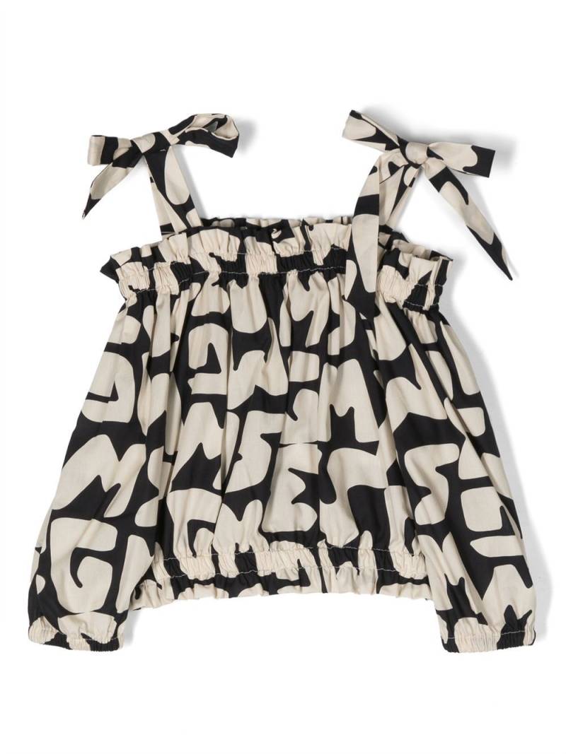 MSGM Kids ruffle logo-print crop-top - Neutrals von MSGM Kids