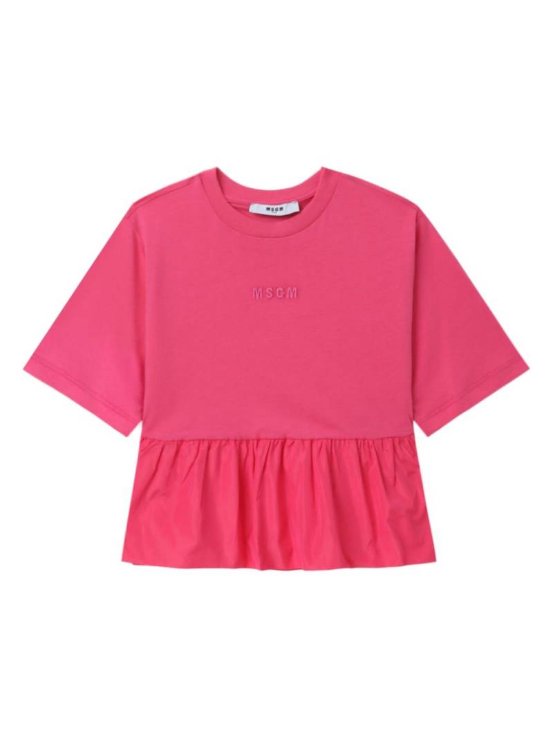 MSGM Kids ruffled cotton T-shirt - Pink von MSGM Kids