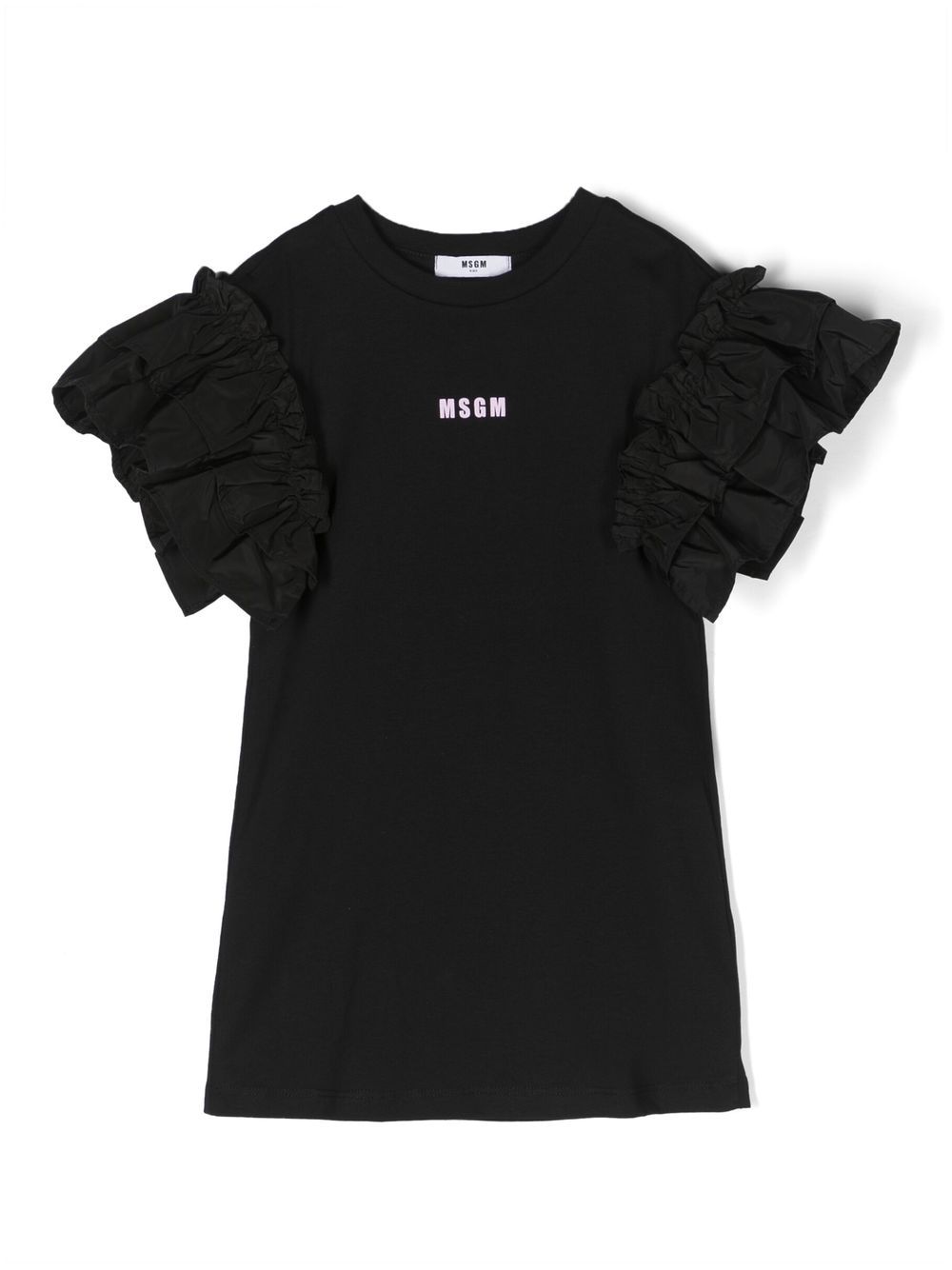 MSGM Kids ruffled-sleeve cotton dress - Black von MSGM Kids