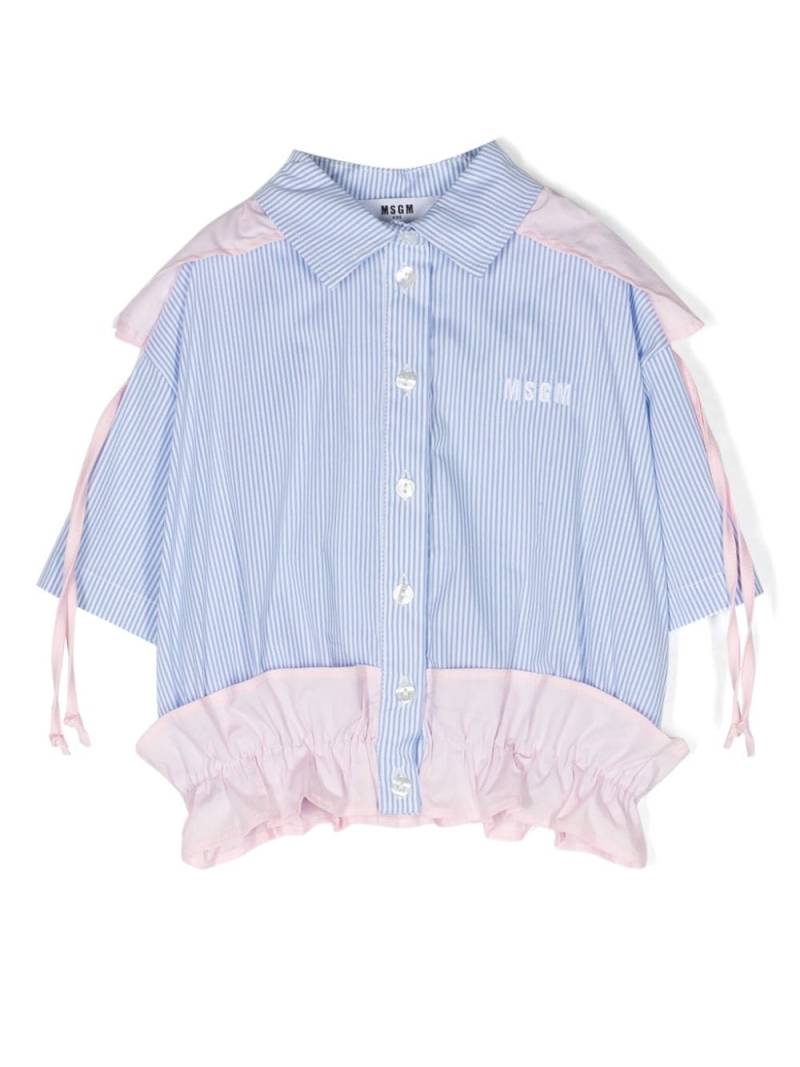 MSGM Kids striped poplin shirt - Blue von MSGM Kids