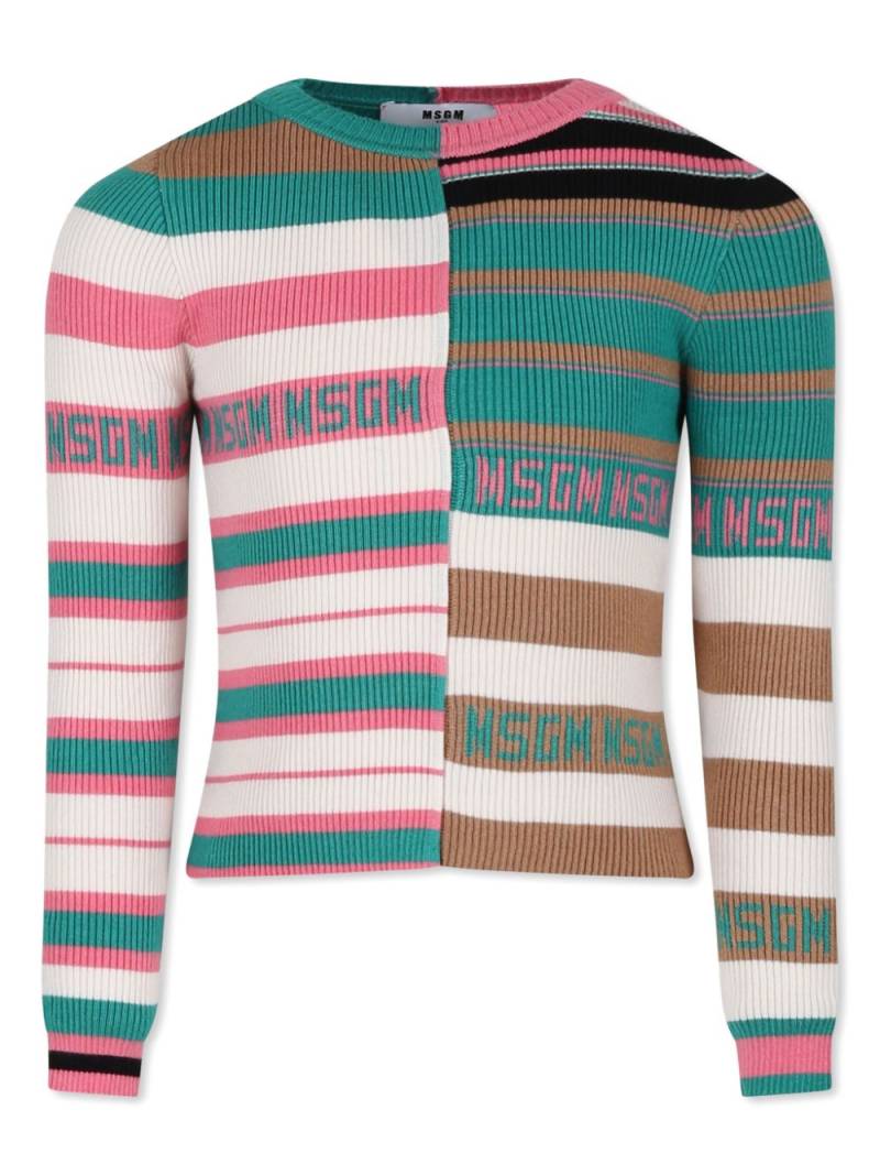 MSGM Kids striped sweater - Green von MSGM Kids